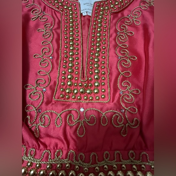 Kate Spade Embellished Silk Blend Dress coral 6 - Picture 7 of 12